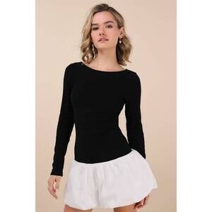 Lulus Ideal Approach Black And White Long Sleeve Mini Dress - Size L